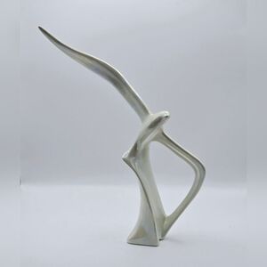 MCM Ceramic Seagull Sculpture Iridescent Pearl Bird in Flight Figurine